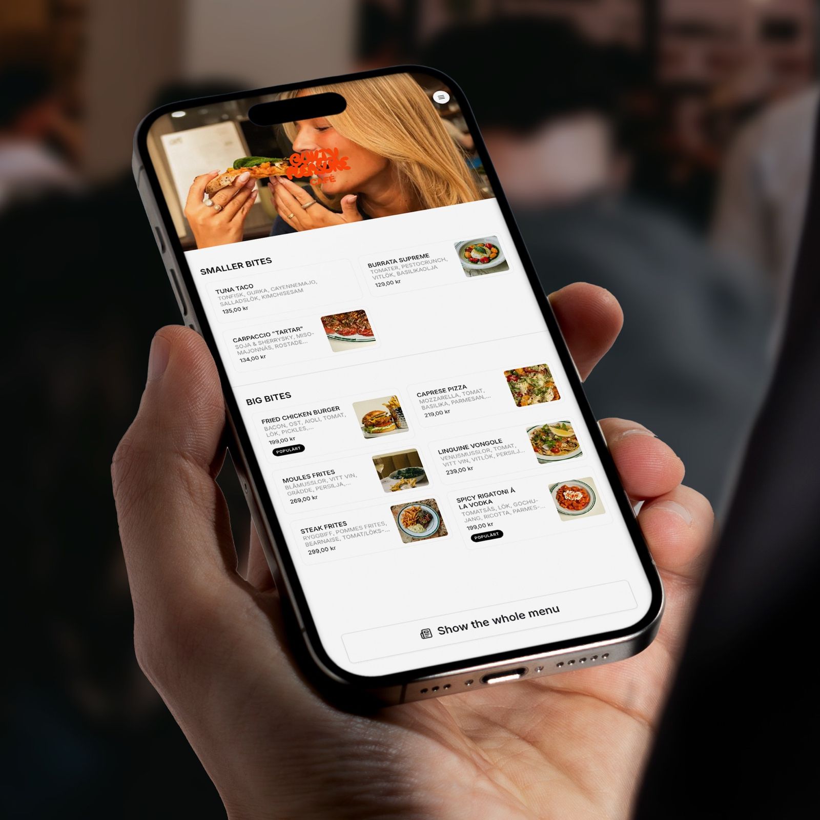 Menyn i mobilens webbläsare